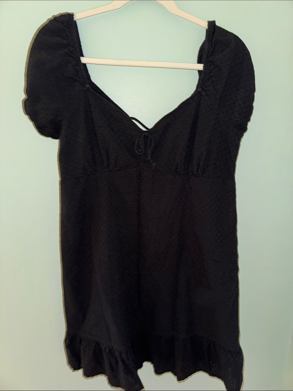 wild fable Black Mini Dress with Puff Sleeves